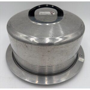 Vtg Regal Ware Aluminum Cake Carrier 1950s Locking Lid Black Handle Mid Century